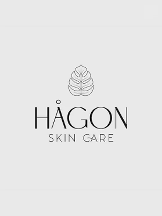 Hågon Skin Care logo: a fine-line leaf above the name